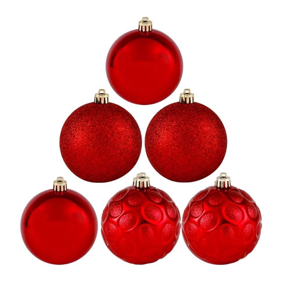 Tubo Bola De Natal Vermelho Com 6 Unidades 8 Cm Havan Casa - ST79395