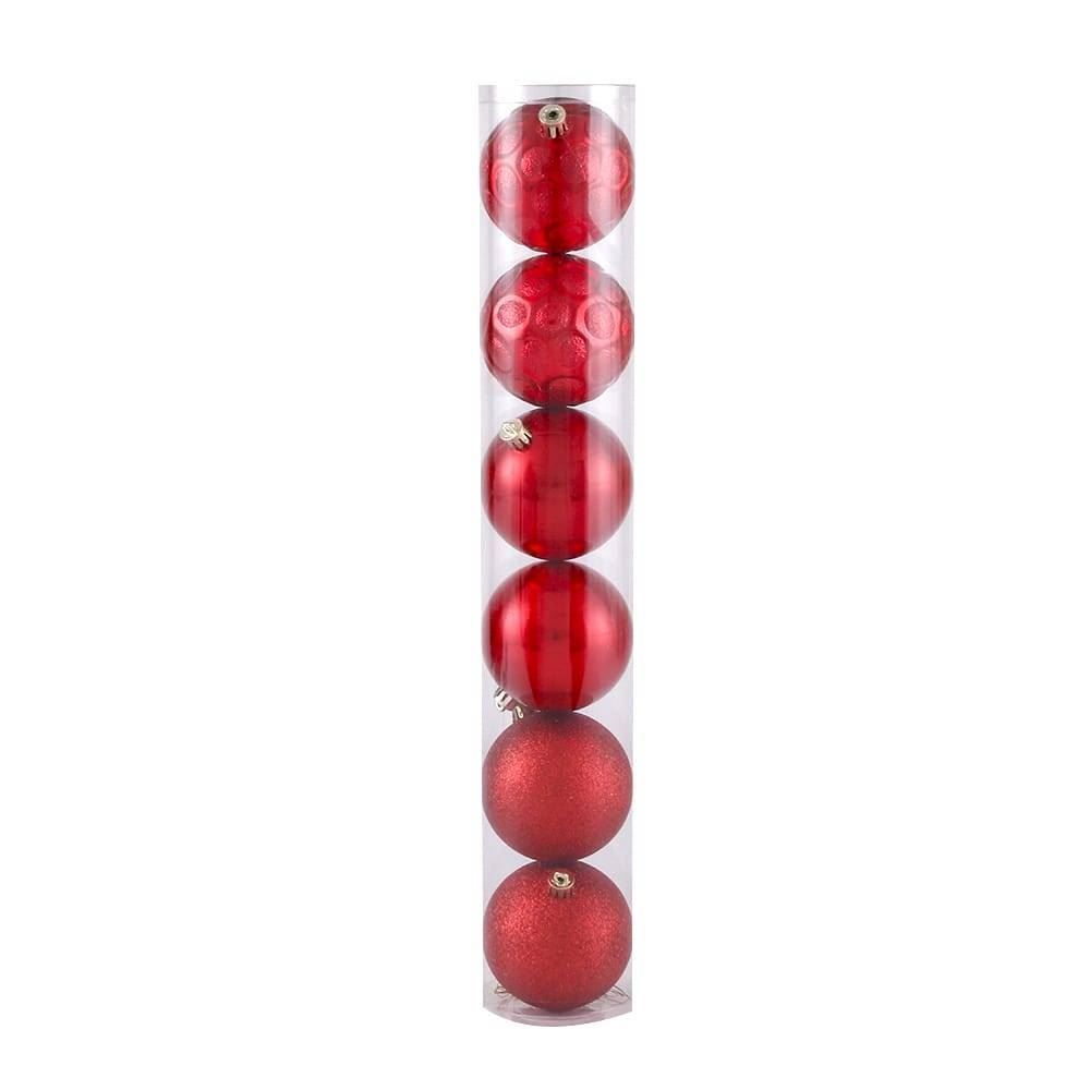 Tubo Bola De Natal Vermelho Com 6 Unidades 8 Cm Havan Casa - ST79395