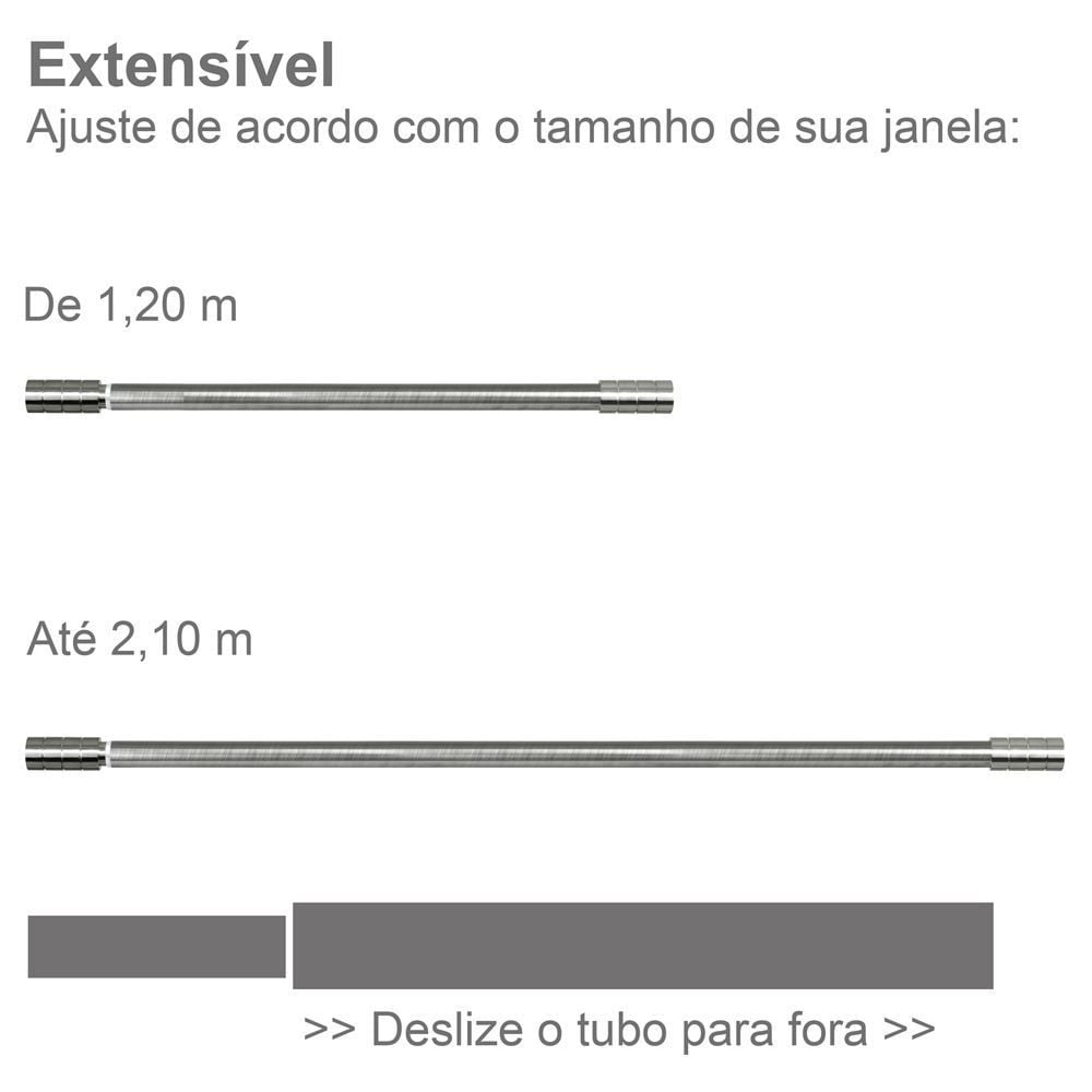 Varão Extensivo 1,20 À 2,10 m Cilindro Evolux - Cromado