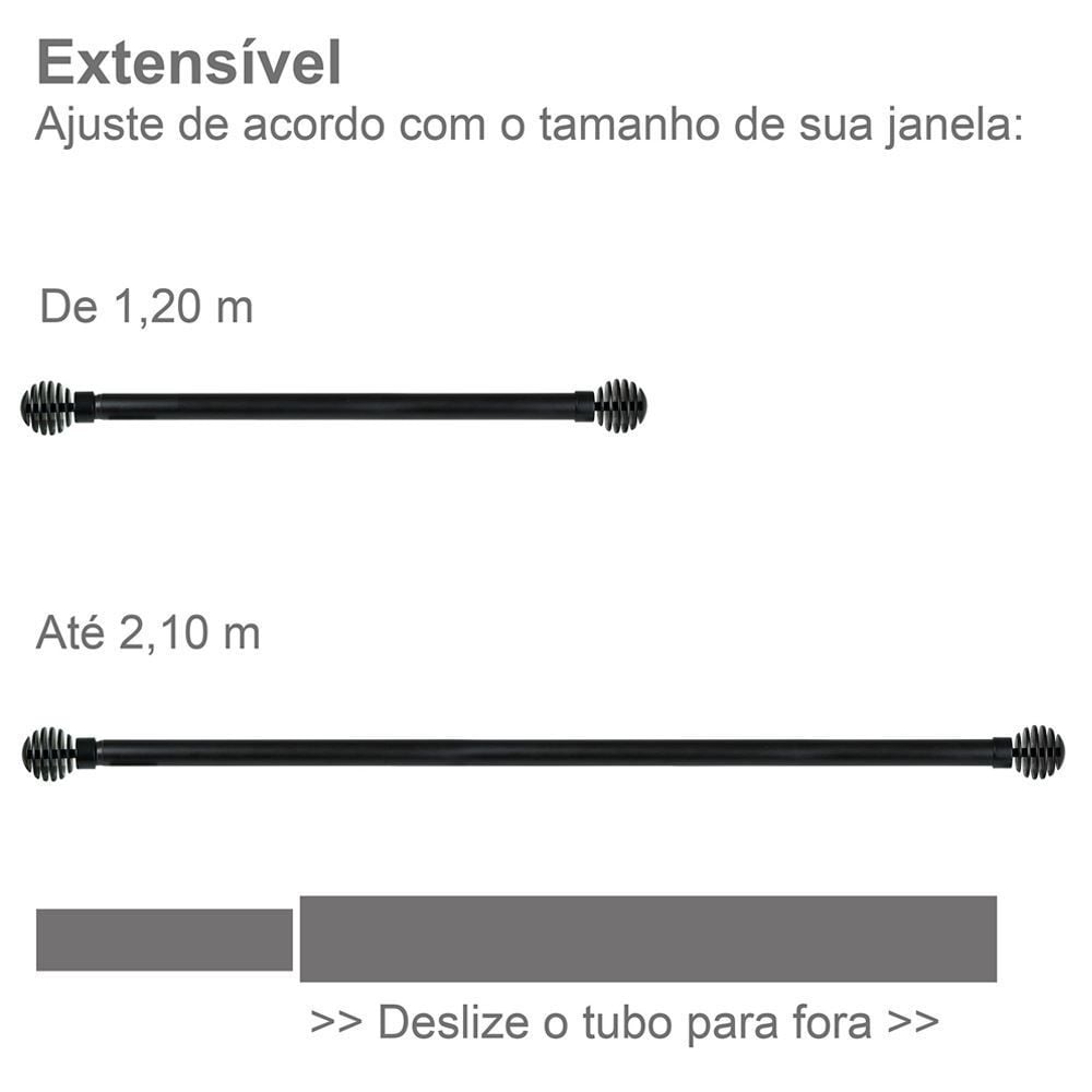 Varão Extensivo 1,20 A 2,10M Esfera Evolux - Preto
