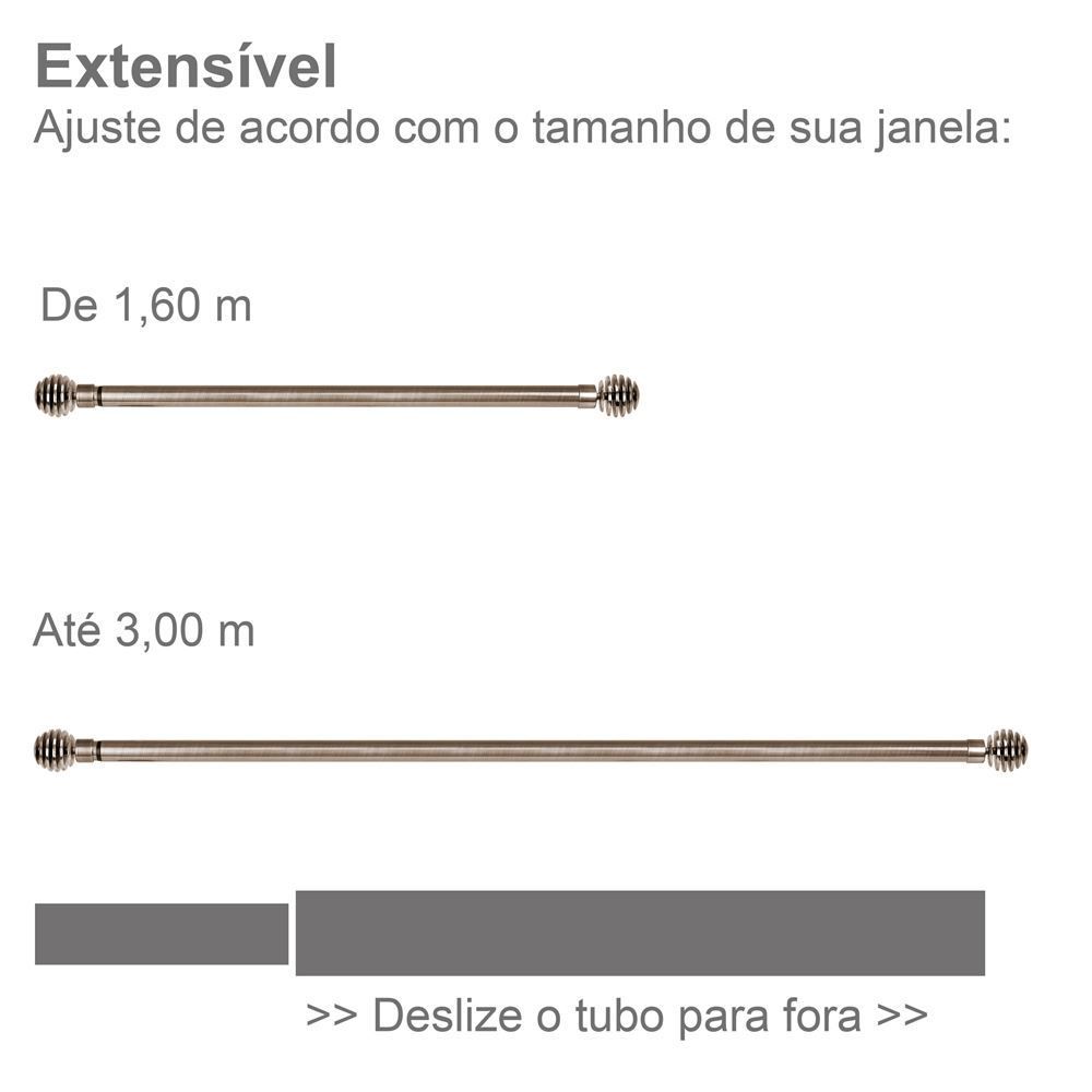 Varão Extensivo 1,60 a 3,00m Esfera Evolux - Ouro Velho