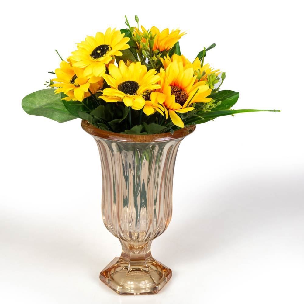 Vaso Com Pé Vidro Renaissance Lyor Metalizado - Ambar