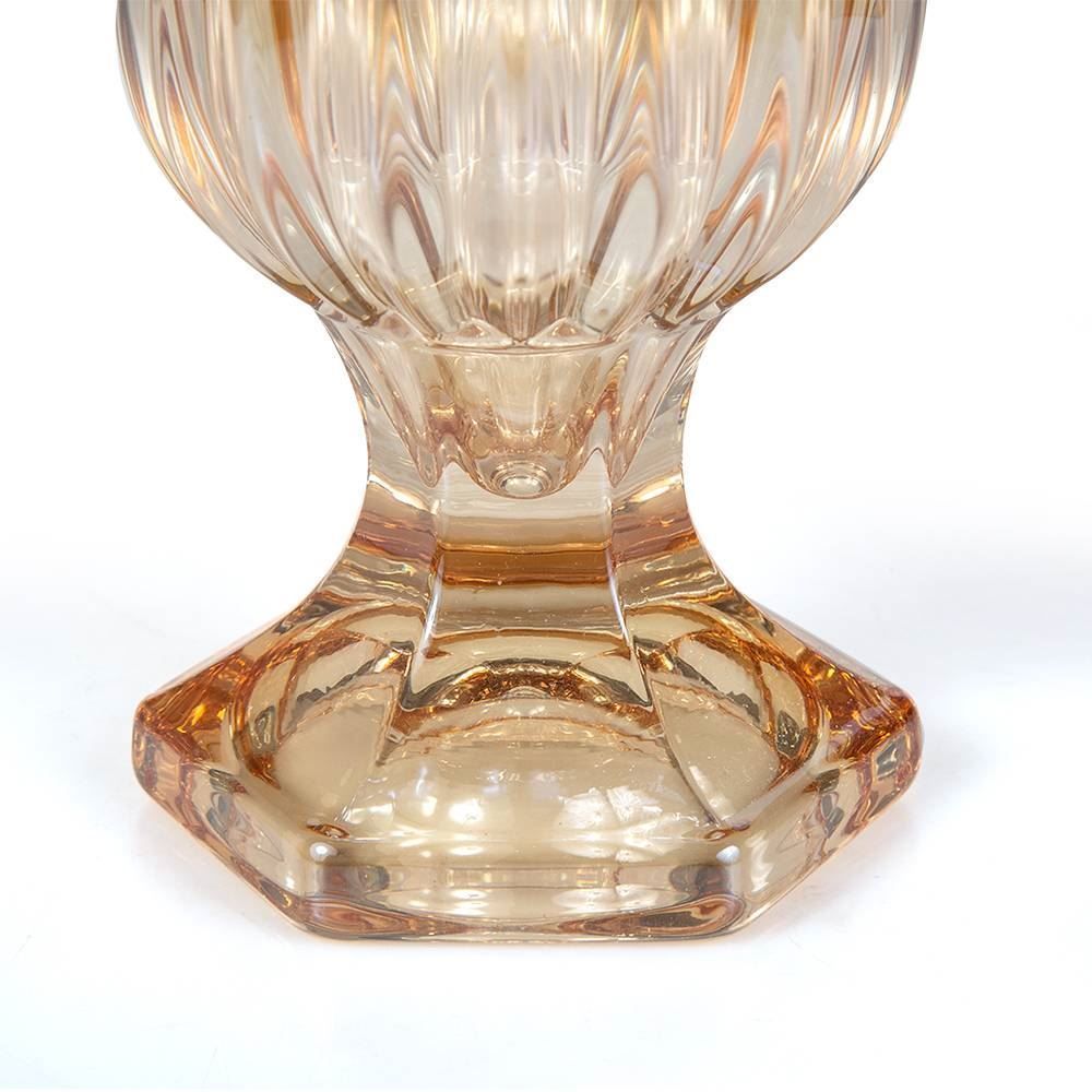 Vaso Com Pé Vidro Renaissance Lyor Metalizado - Ambar