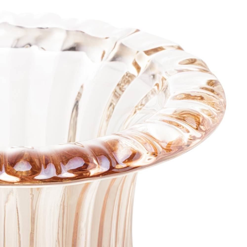 Vaso De Pé Em Vidro Lyor Ambar Metalizado - Renaissance