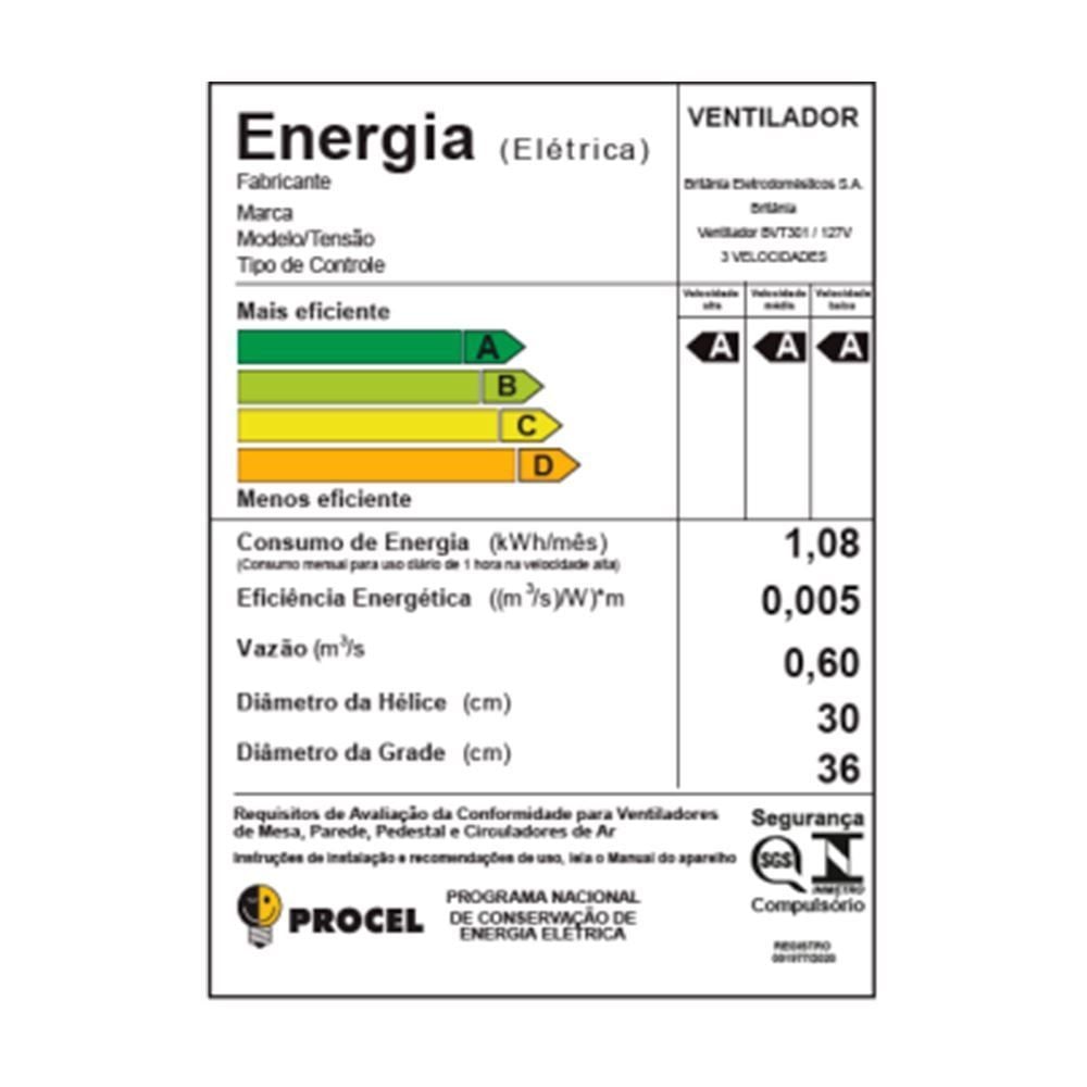 Ventilador Britânia Maxx Force 6 pás 60W BVT301