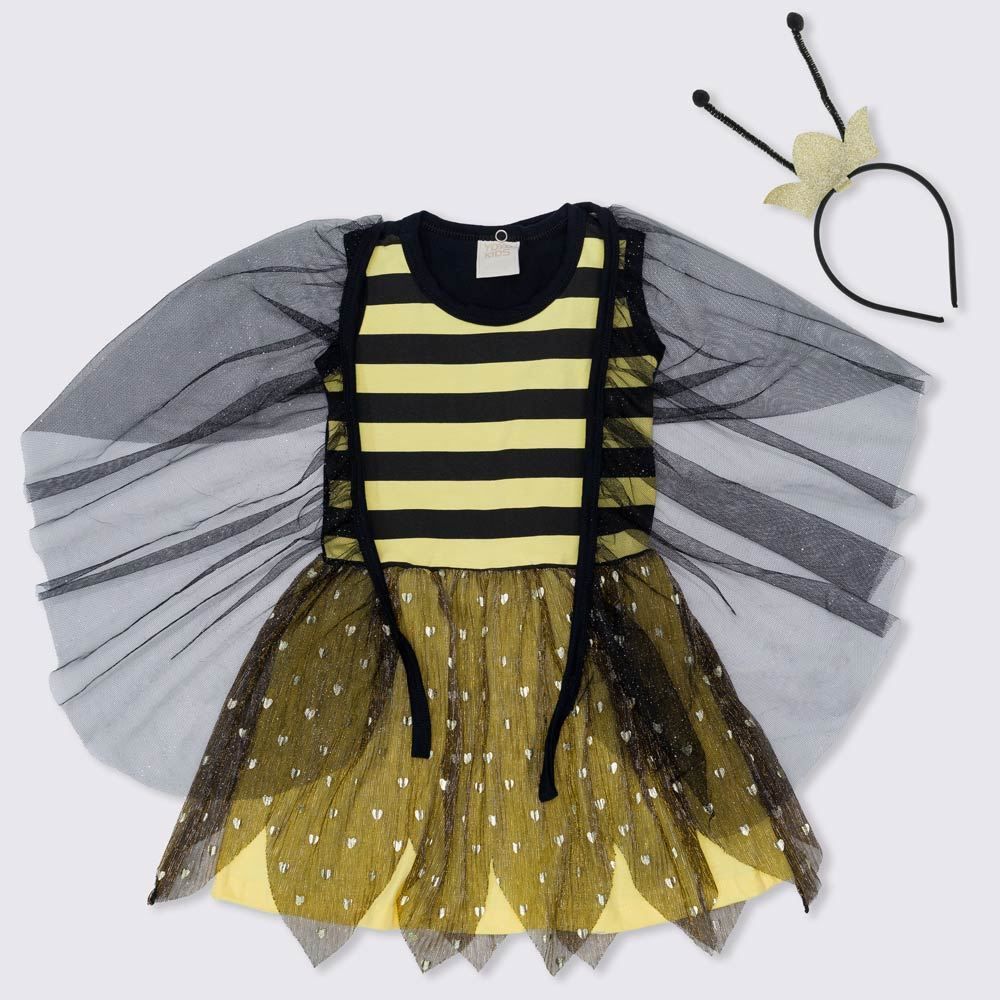 Vestido 1 a 3 anos Cotton Abelhinha com Tiara Yoyo Kids