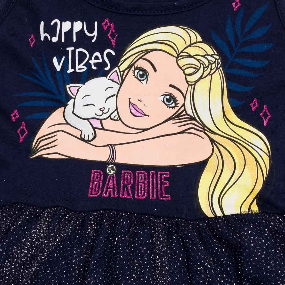 Vestido 1 a 3 anos M/Malha Tule Barbie com Glitter Mattel