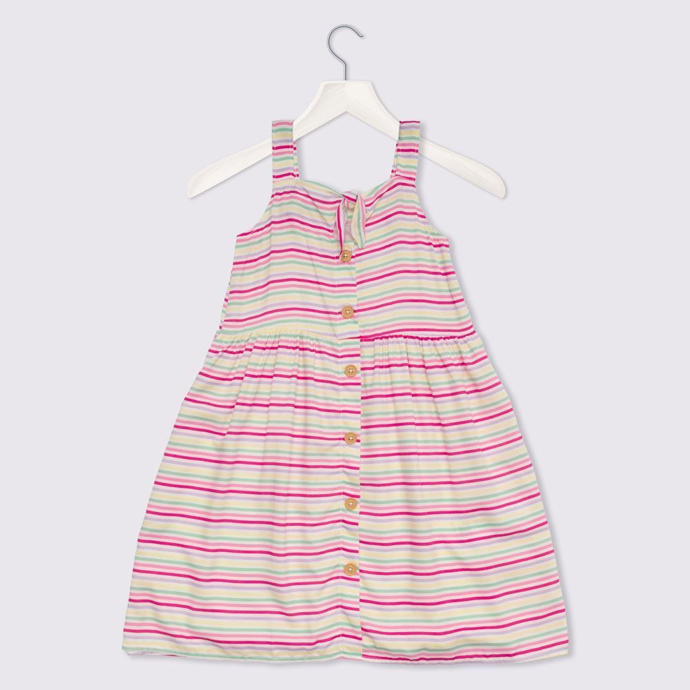 Vestido 1 a 3 anos Tricoline Listrado Yoyo Kids