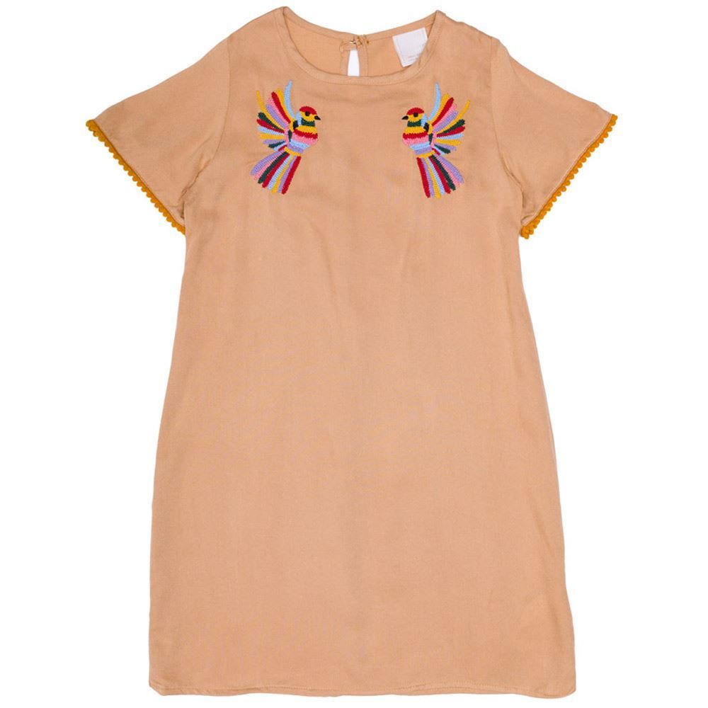 Vestido 1 a 3 anos Viscose Pássaros Bordados Yoyo Kids