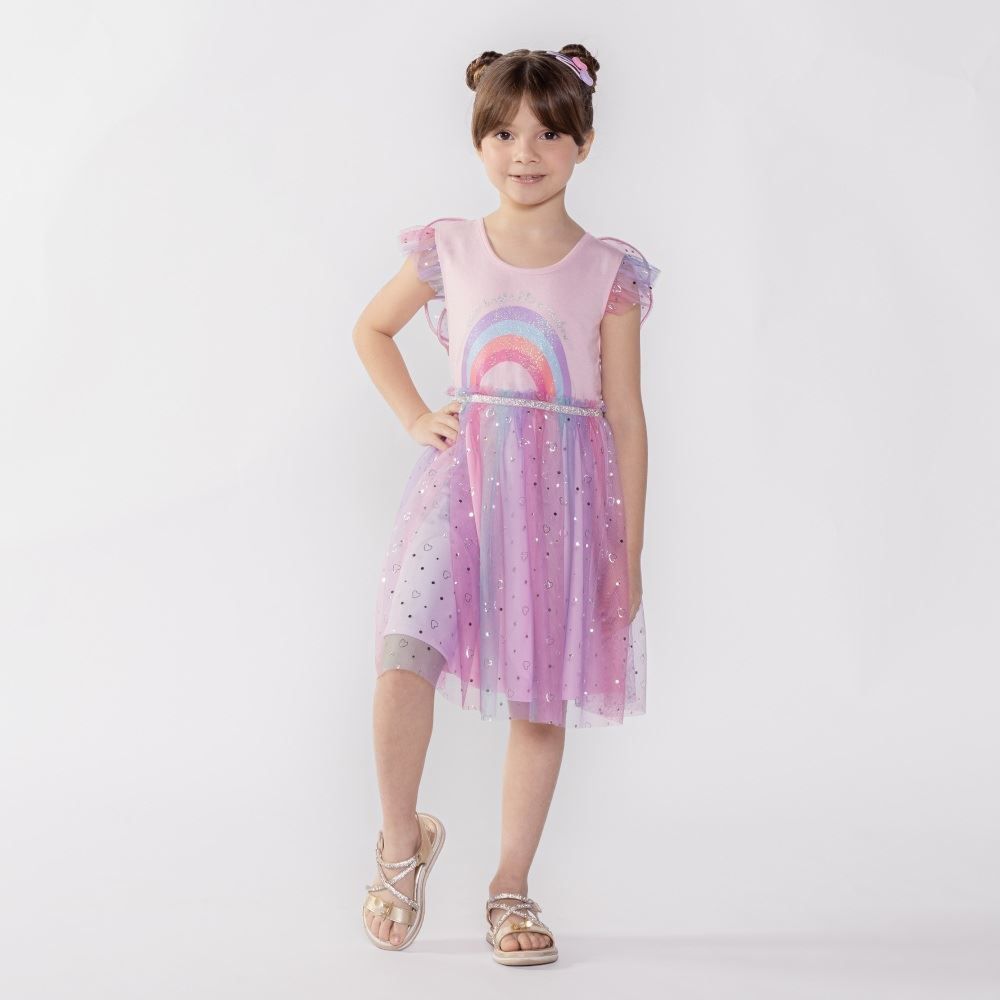 Vestido Arco Íris Infantil 4 a 10 Anos Marmelada
