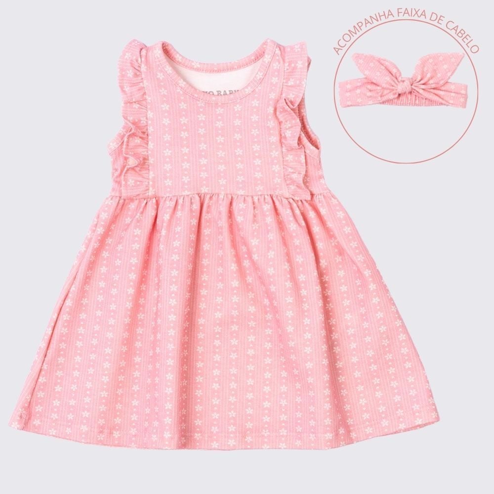 Vestido Bebê Menina Com Faixa De Cabelo Yoyo Baby