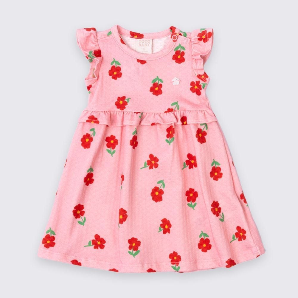 Vestido Bebê Menina De Algodão Flores Yoyo Baby