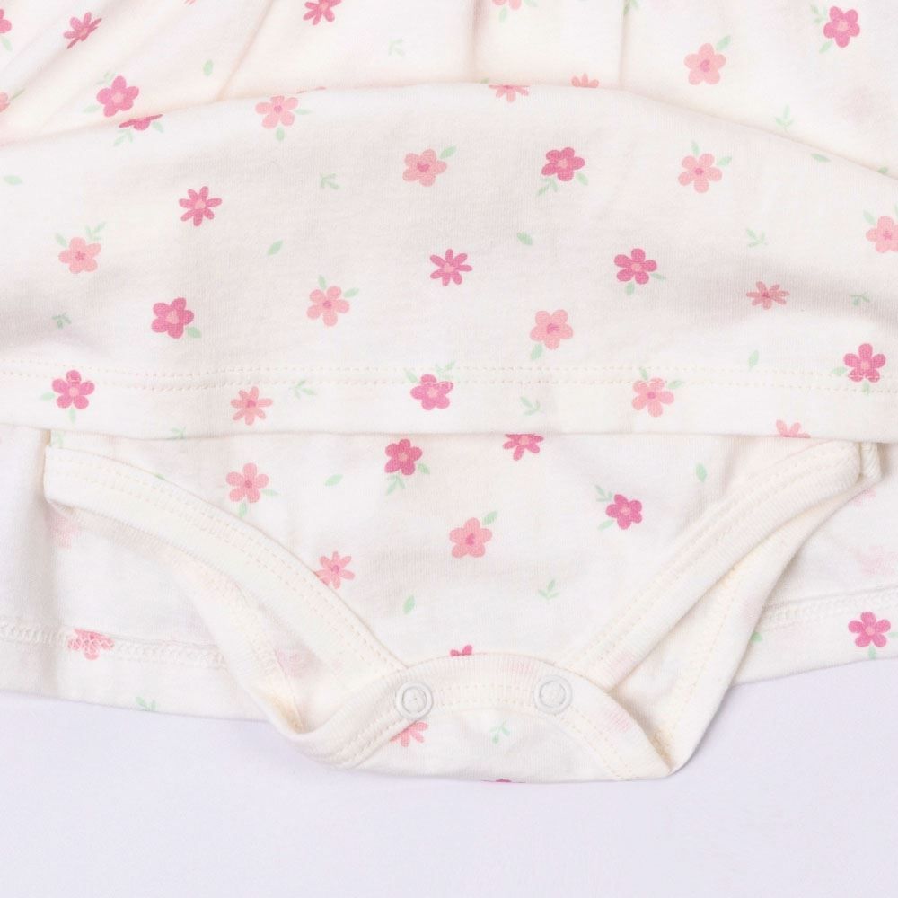 Vestido Bebê Menina Flores De Algodão Com Body Yoyo Baby