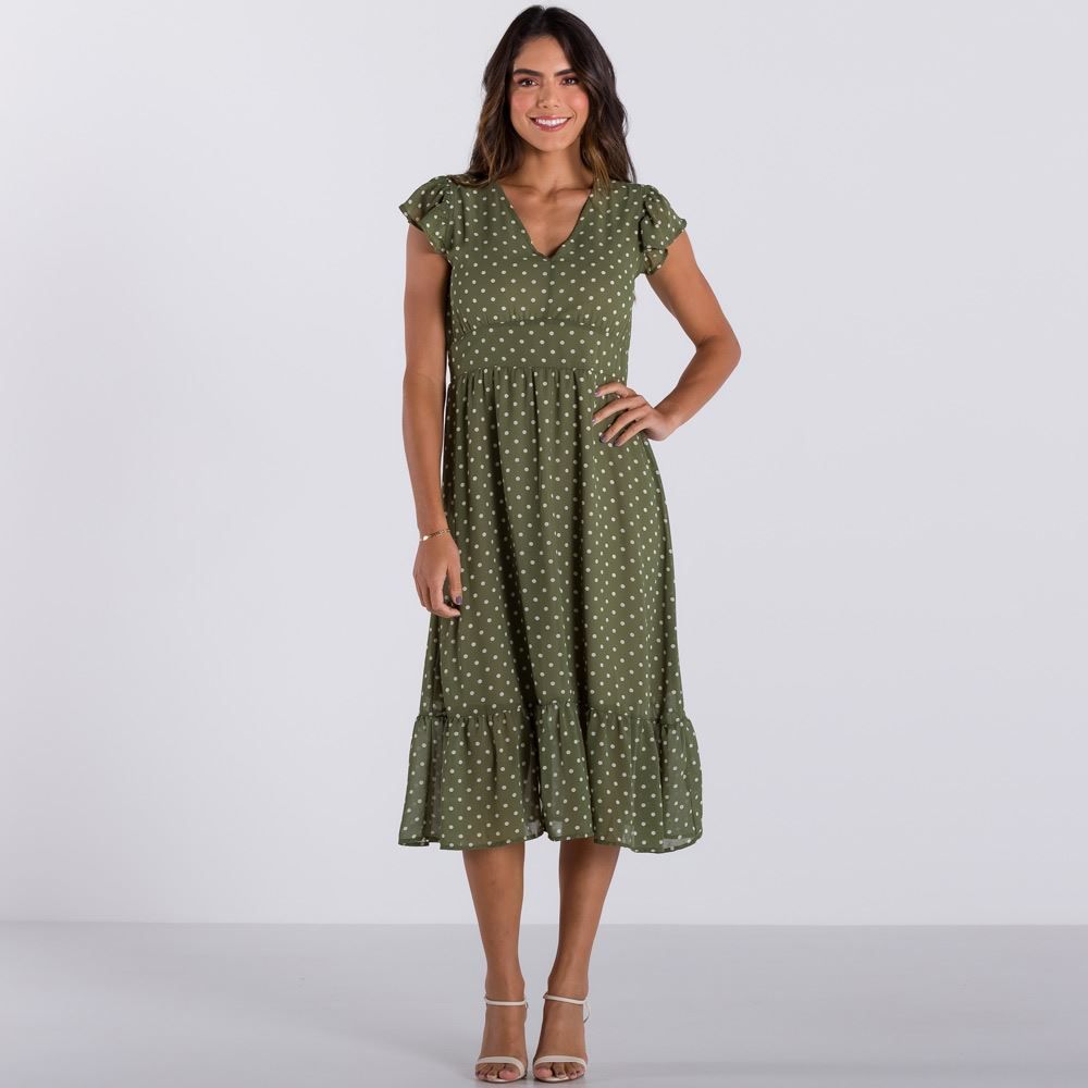 Vestido com Babado na Barra Patrícia Foster