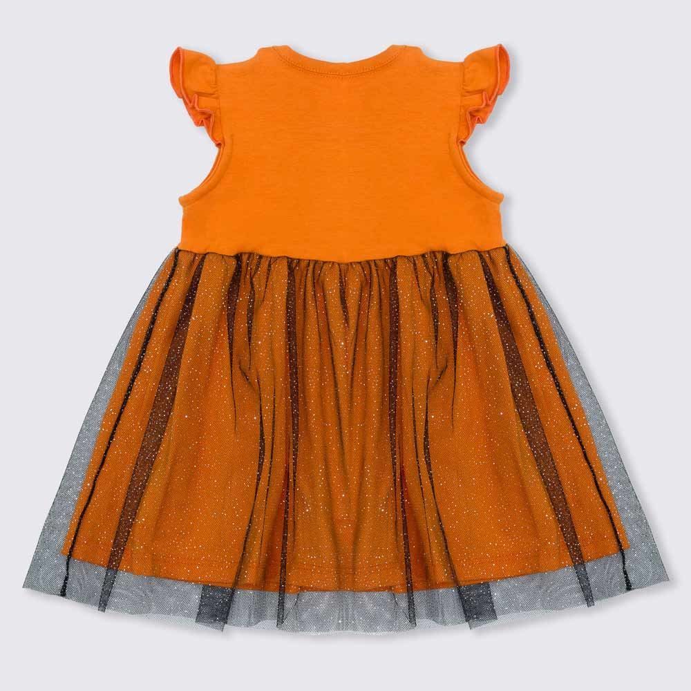 Vestido de Bebê Malha Cotton Abóbora com Bolsinha Yoyo Baby