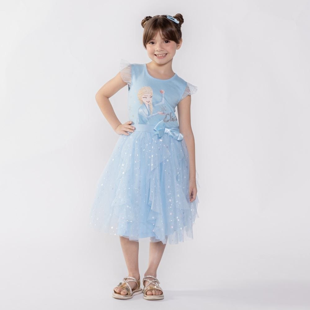 Vestido Elsa Frozen Infantil 4 a 10 Anos Disney