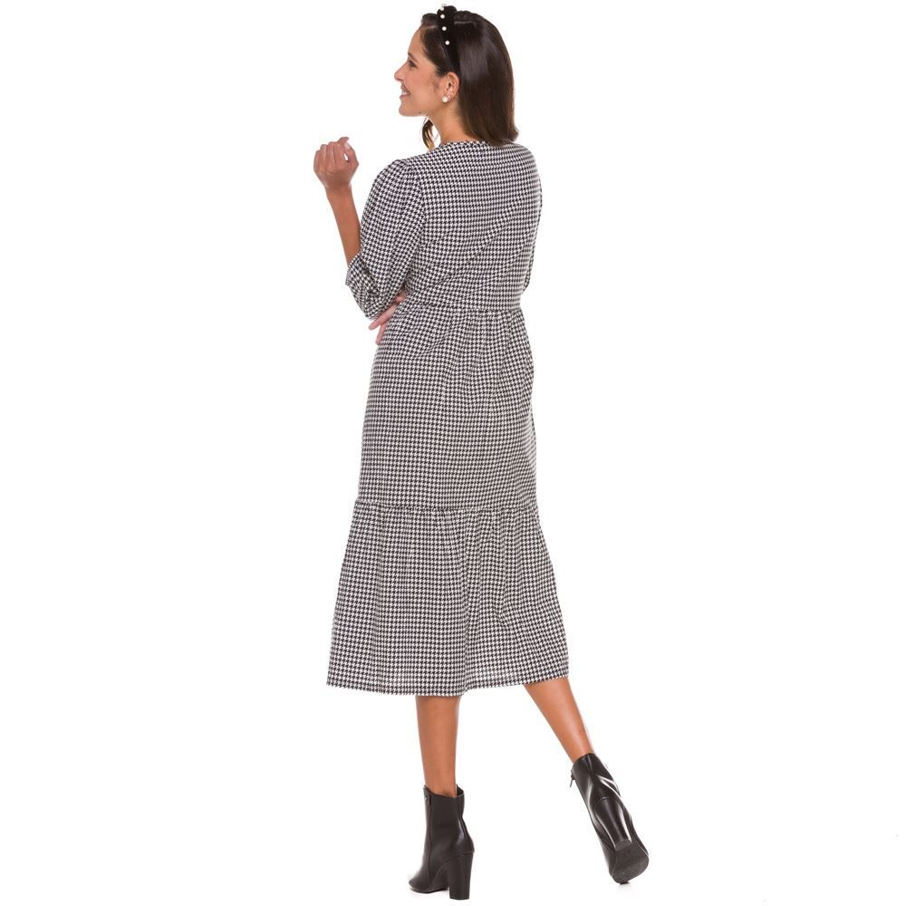 Vestido Estampado Manga 3/4 Patrícia Foster