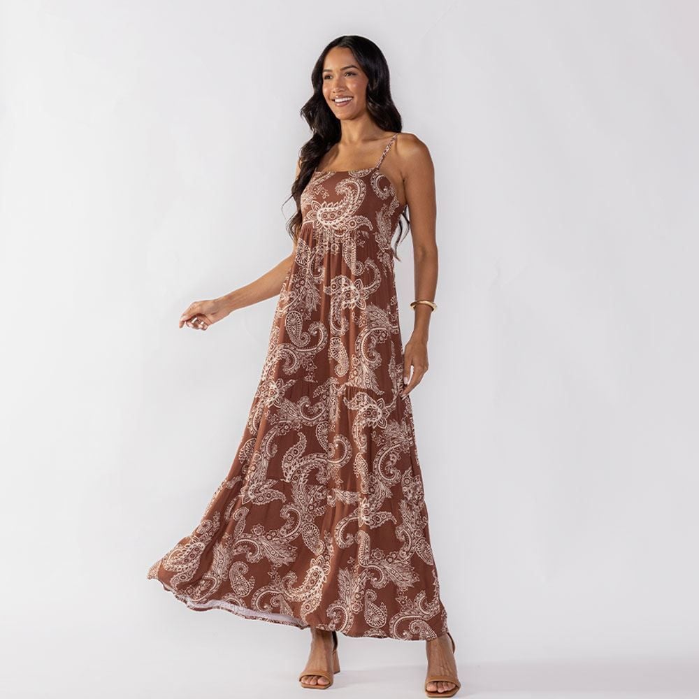 Vestido Feminino Longo Com Babado Patricia Foster