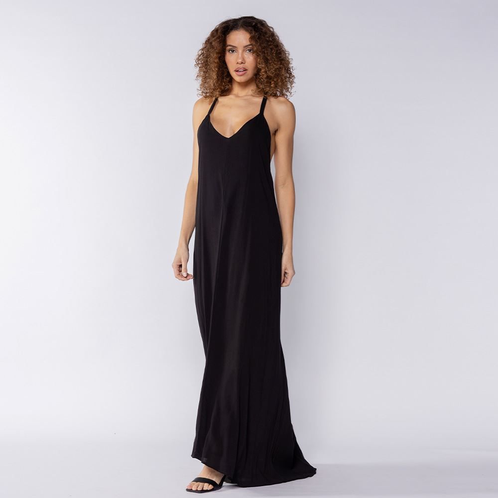 Vestido Feminino Longo De Alça Com Decote Boby Blues