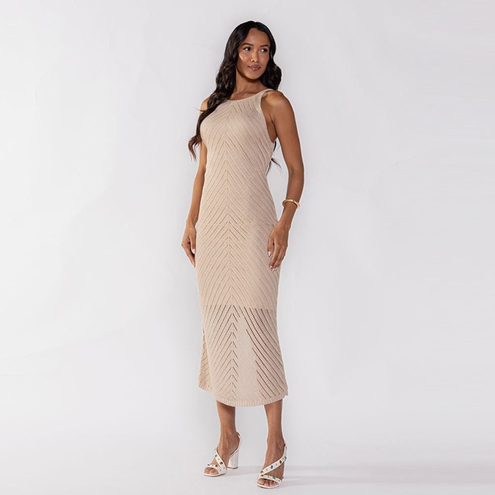 Vestido Feminino Midi Com Cava Americana Boby Blues