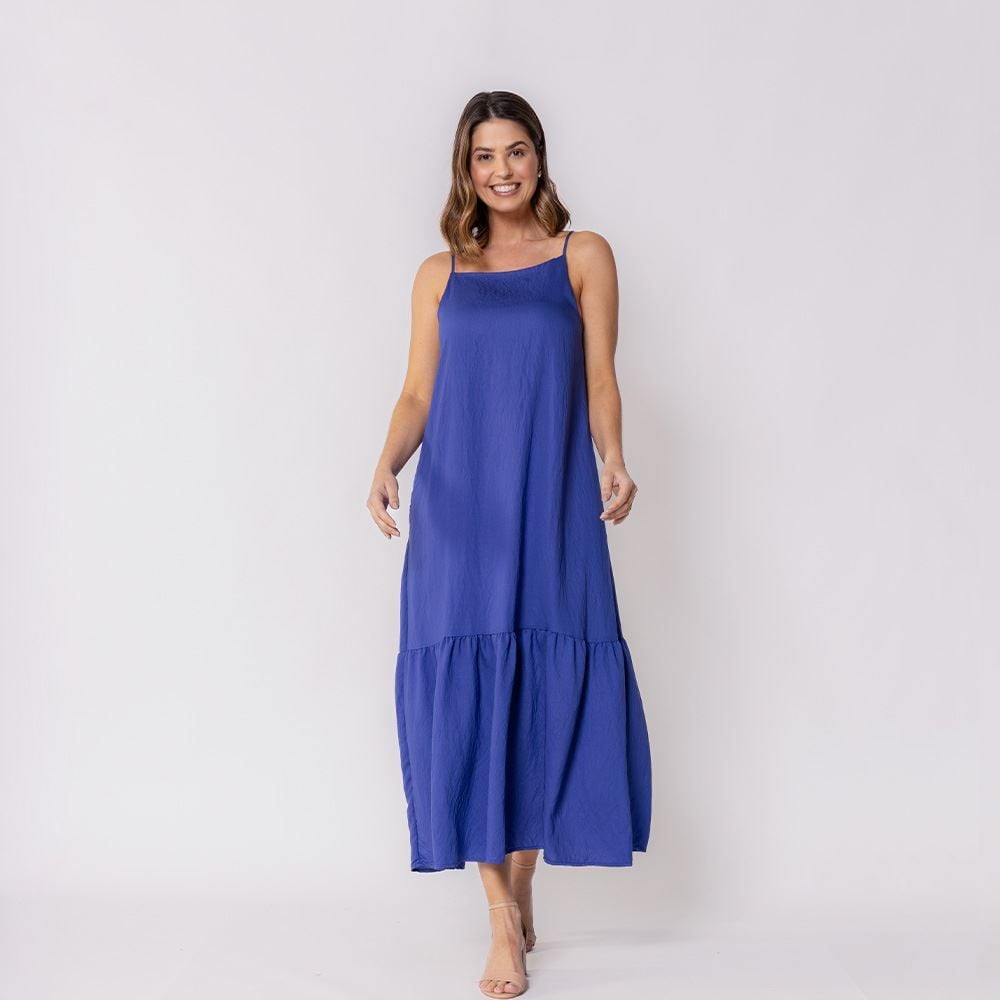 Vestido Feminino Midi Com Decote Quadrado Patricia Foster