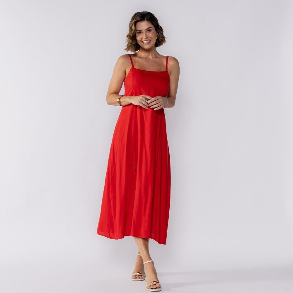 Vestido Feminino Midi Com Fenda Boby Blues