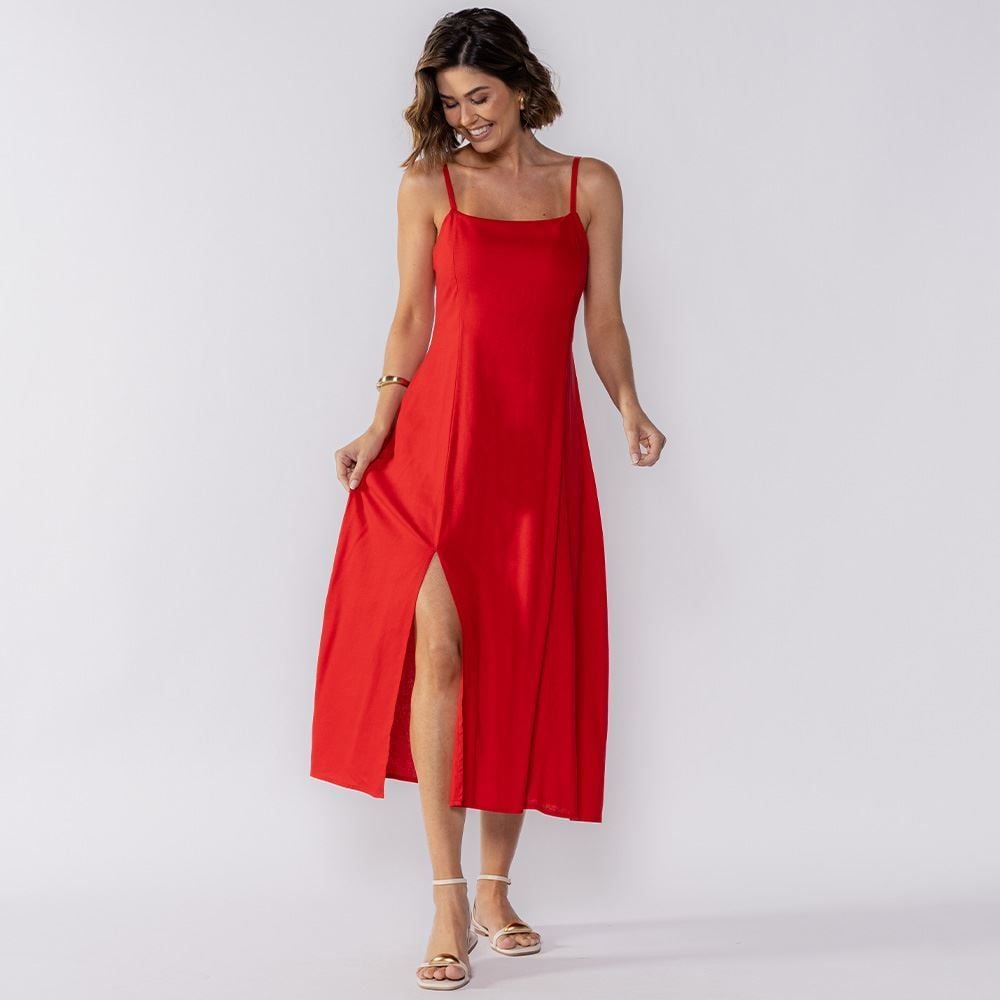 Vestido Feminino Midi Com Fenda Boby Blues