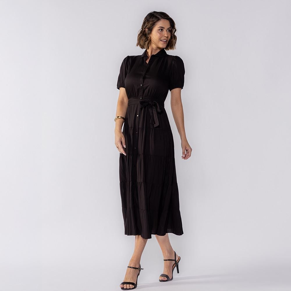 Vestido Feminino Midi De Botões Patricia Foster