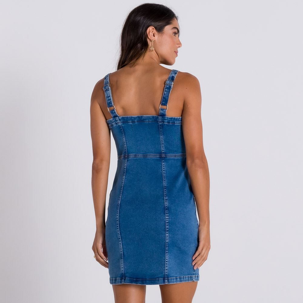Vestido Jeans Curto com Recorte Patrícia Foster