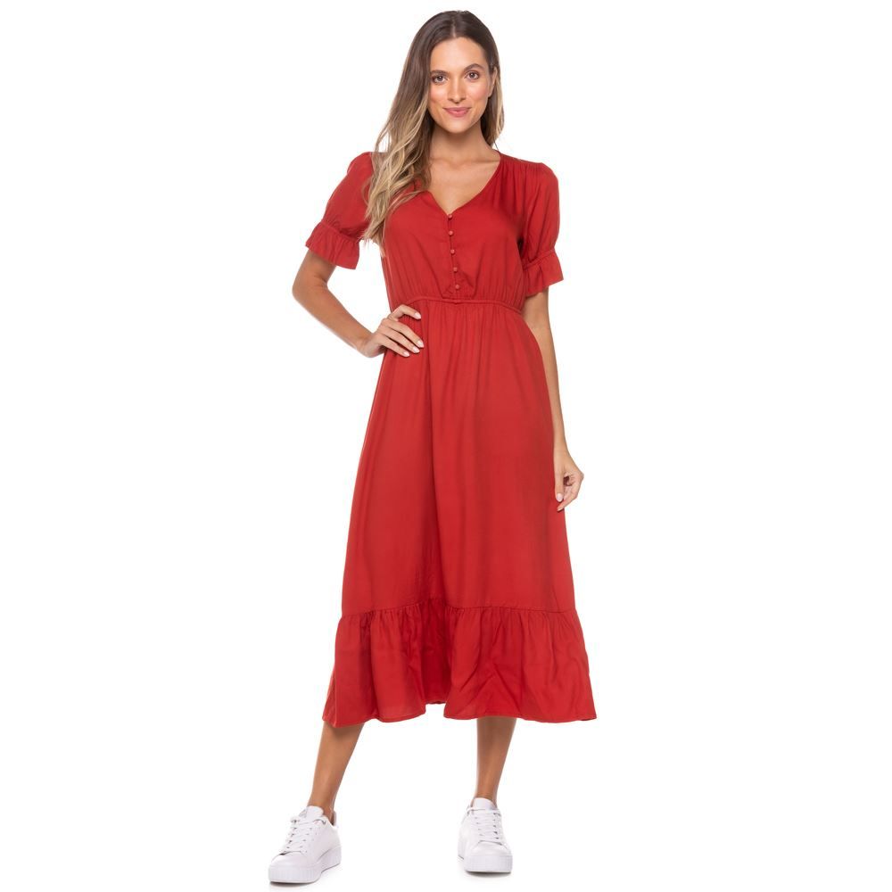 Vestido Longo com Babado Patrícia Foster