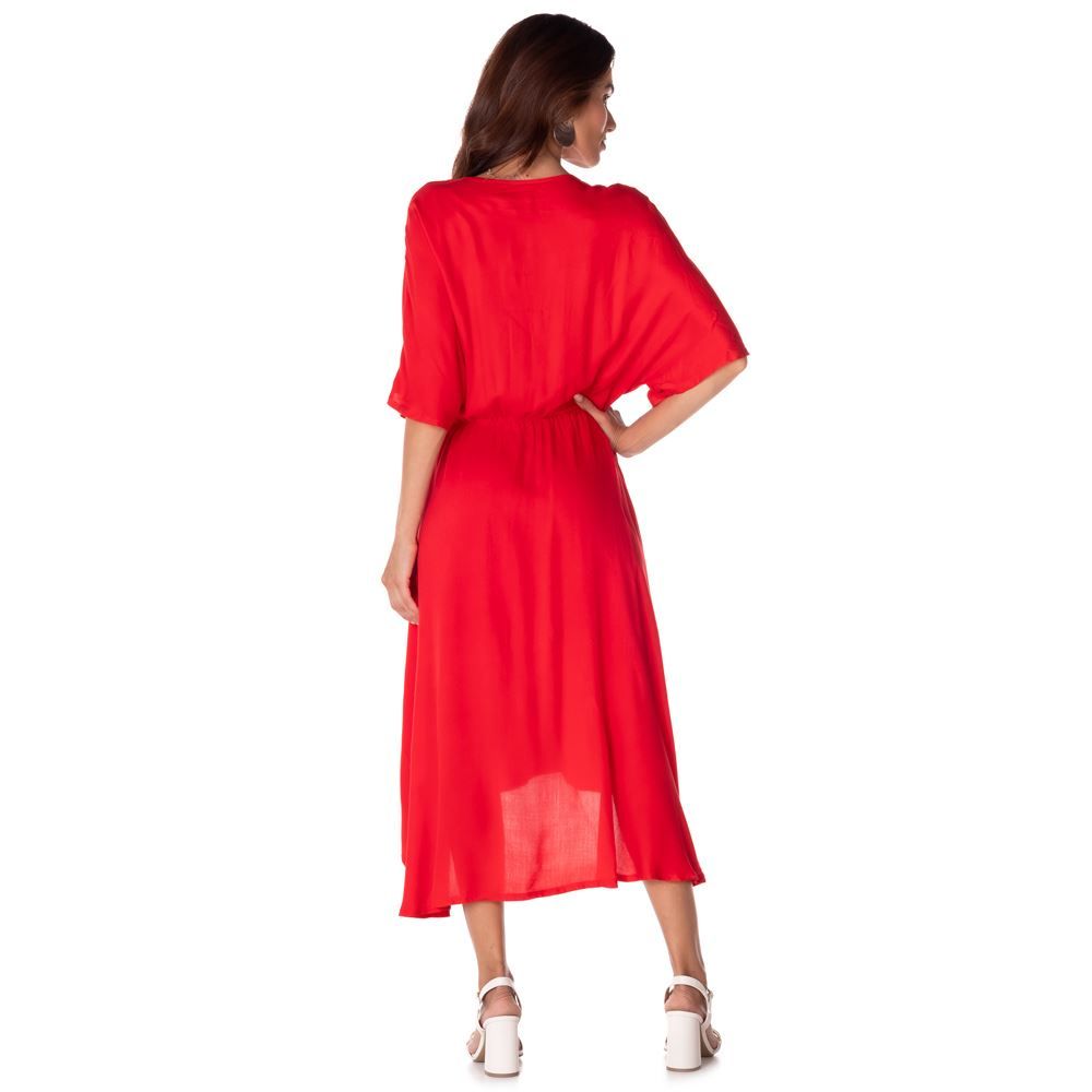 Vestido Longo Viscose Manga Ampla Patrícia Foster