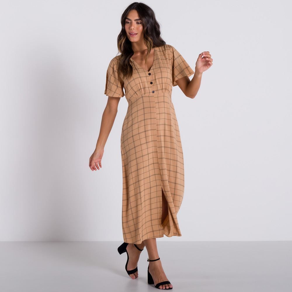 Vestido Longo Xadrez Patrícia Foster