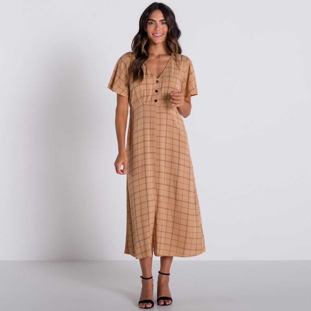 Vestido Longo Xadrez Patrícia Foster