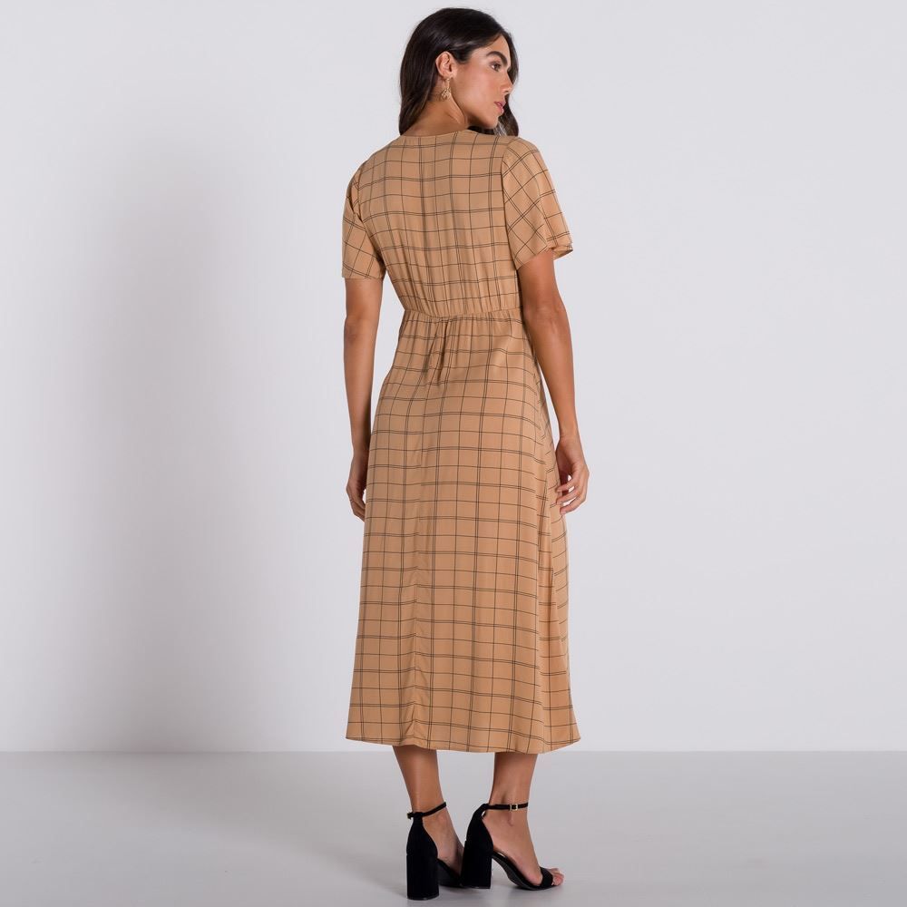 Vestido Longo Xadrez Patrícia Foster