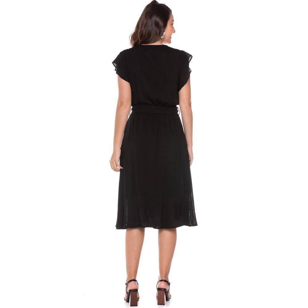 Vestido Manga Curta com Babado Patrícia Foster