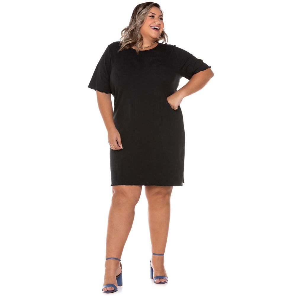 Vestido Plus Size Canelado Patricia Foster Mais