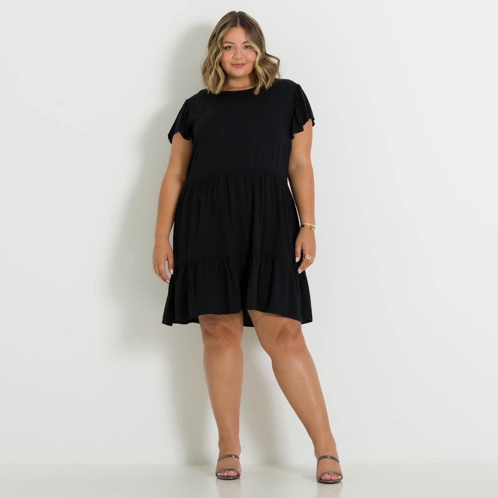 Vestido Plus Size Curto Marias Manga Borboleta Patrícia Foster Mais