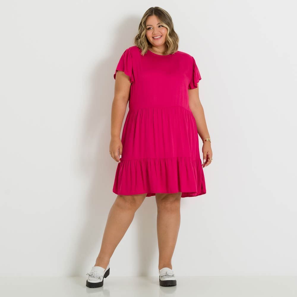 Vestido Plus Size Curto Marias Manga Borboleta Patrícia Foster Mais