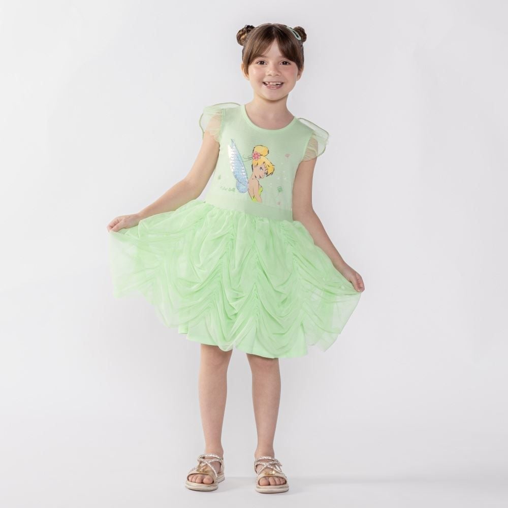 Vestido Tinker Bell Infantil 4 a 10 Anos Disney