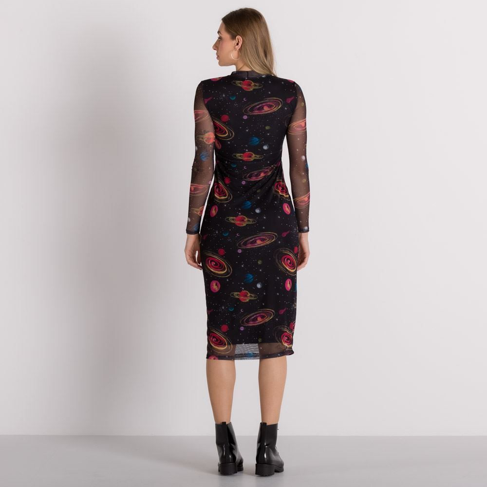 Vestido Tule Full Print Espaço Boby Blues