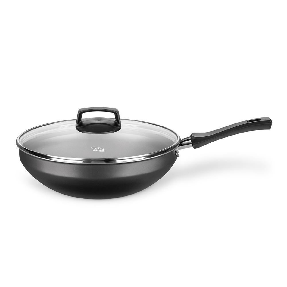 Wok Antiaderente Com Tampa Mta 2,8 Litros - Cinza