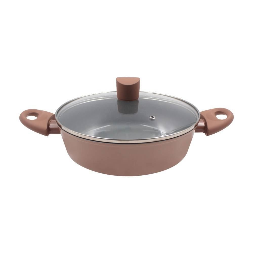 Wok Com Tampa De Vidro Malibu Casa 2,3 Litros - Moca Mousse