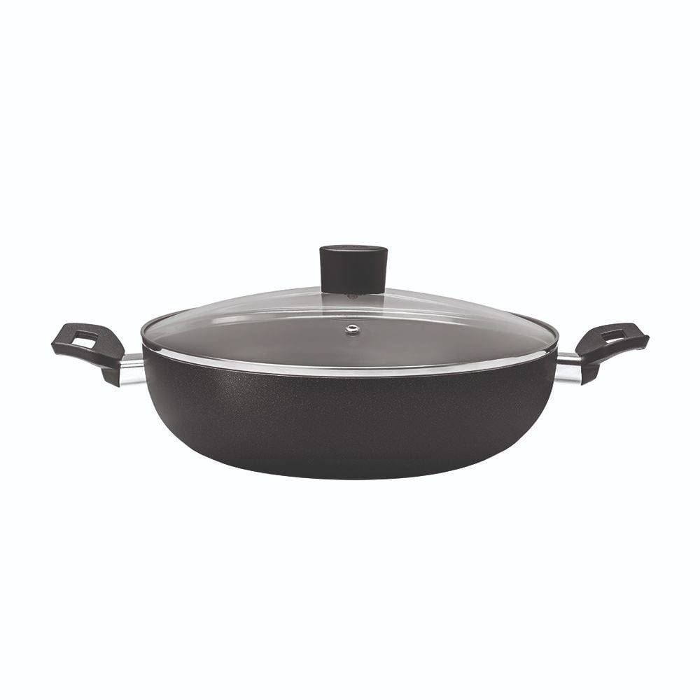 Wok com Tampa Ebony Brinox 28Cm - Preto