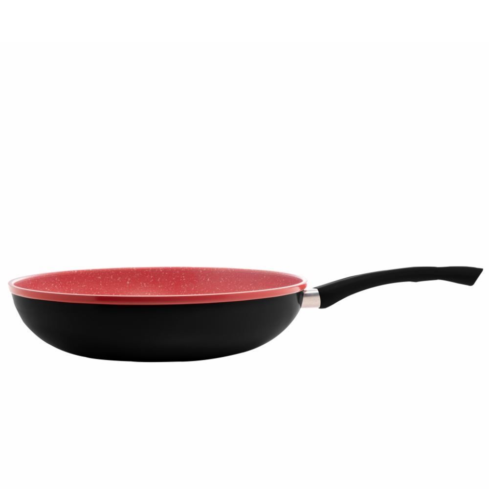 Wok De Indução Alumínio Revestida Cerâmica Granilite Lyor 3,6 L - Preto e Vermelho
