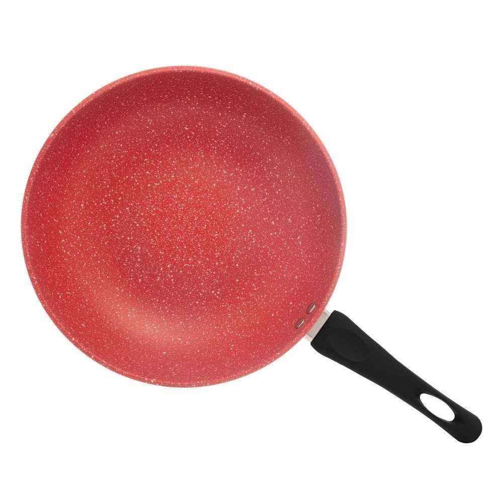 Wok De Indução Alumínio Revestida Cerâmica Granilite Lyor 3,6 L - Preto e Vermelho