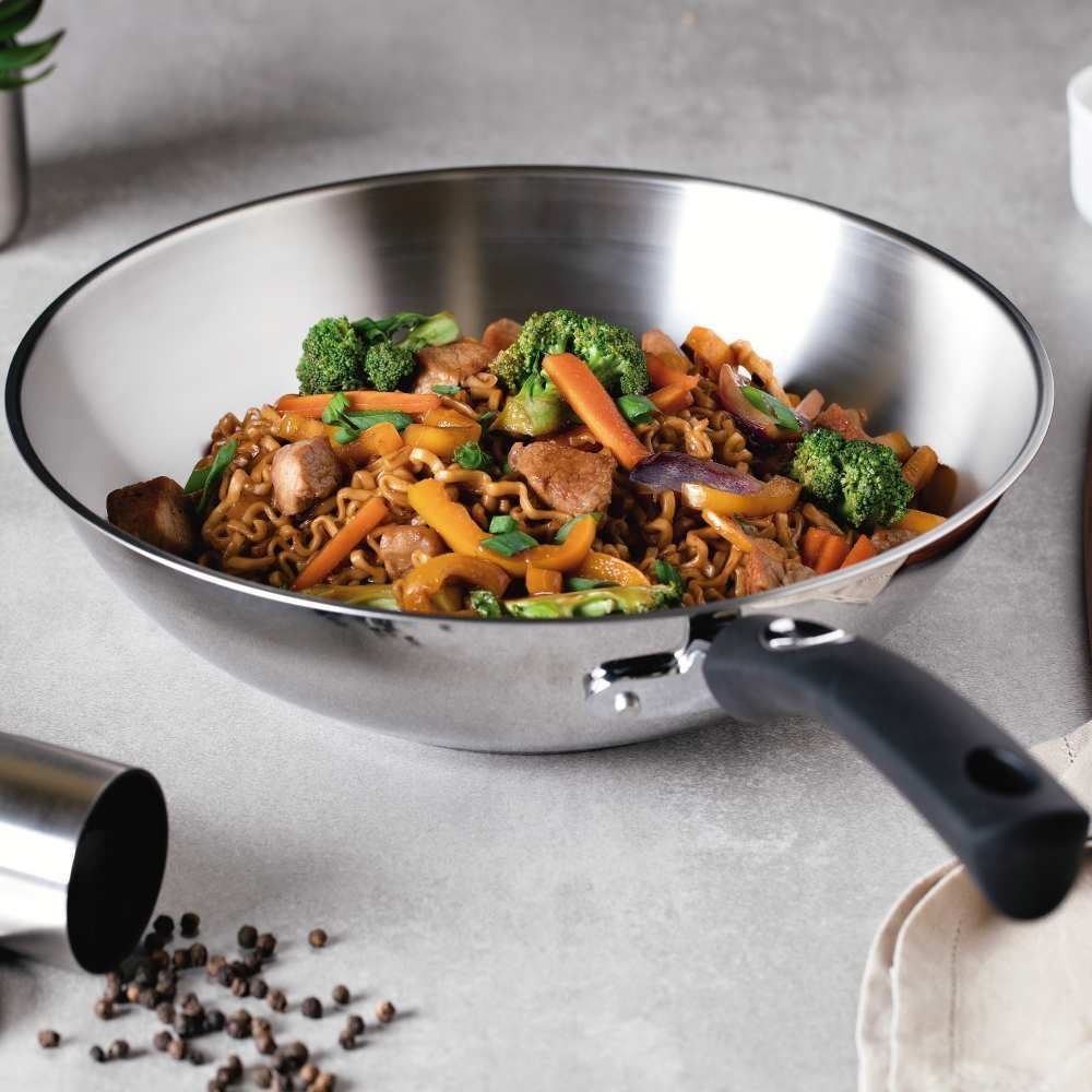 Wok Fundo Triplo De Indução Astro Silicone Tramontina 3,3 Litros - Aço Inox