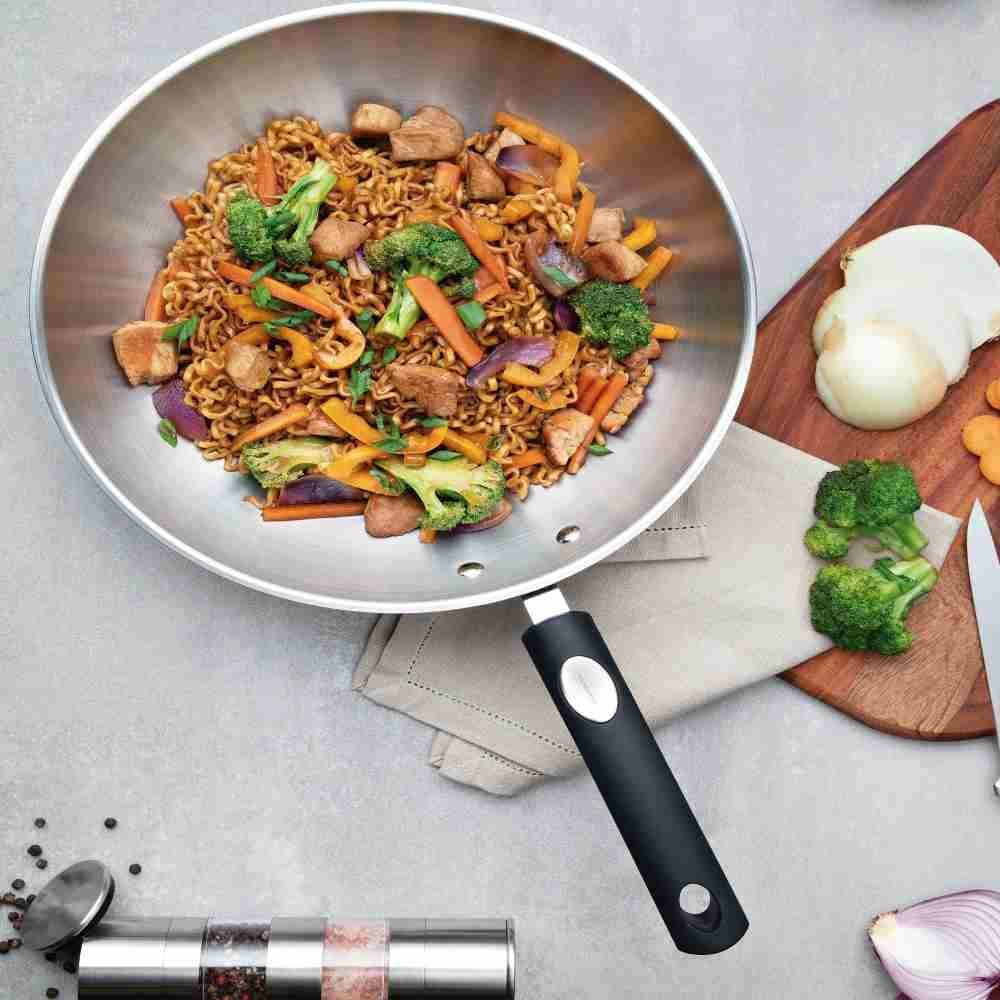 Wok Fundo Triplo De Indução Astro Silicone Tramontina 3,3 Litros - Aço Inox