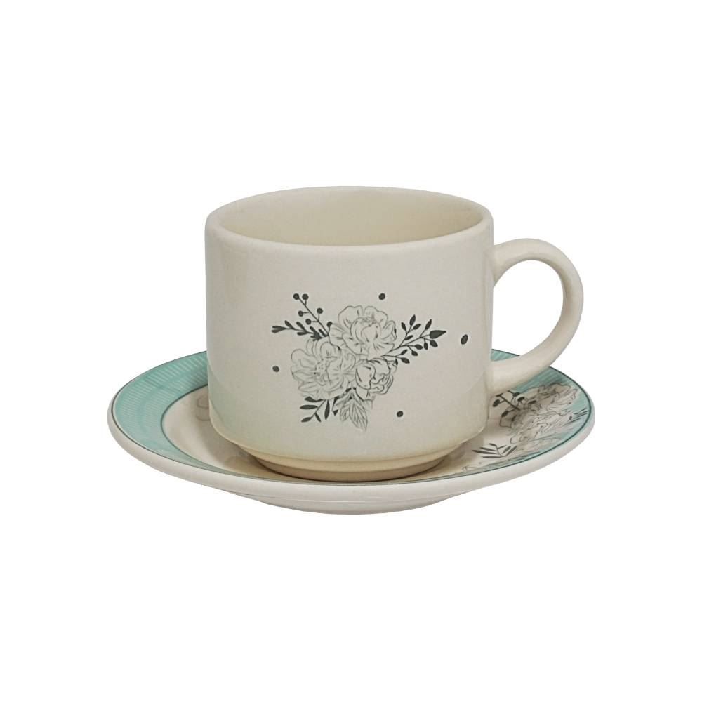 Xicara Chá Com Pires Donna Isis 180Ml - Azul Claro