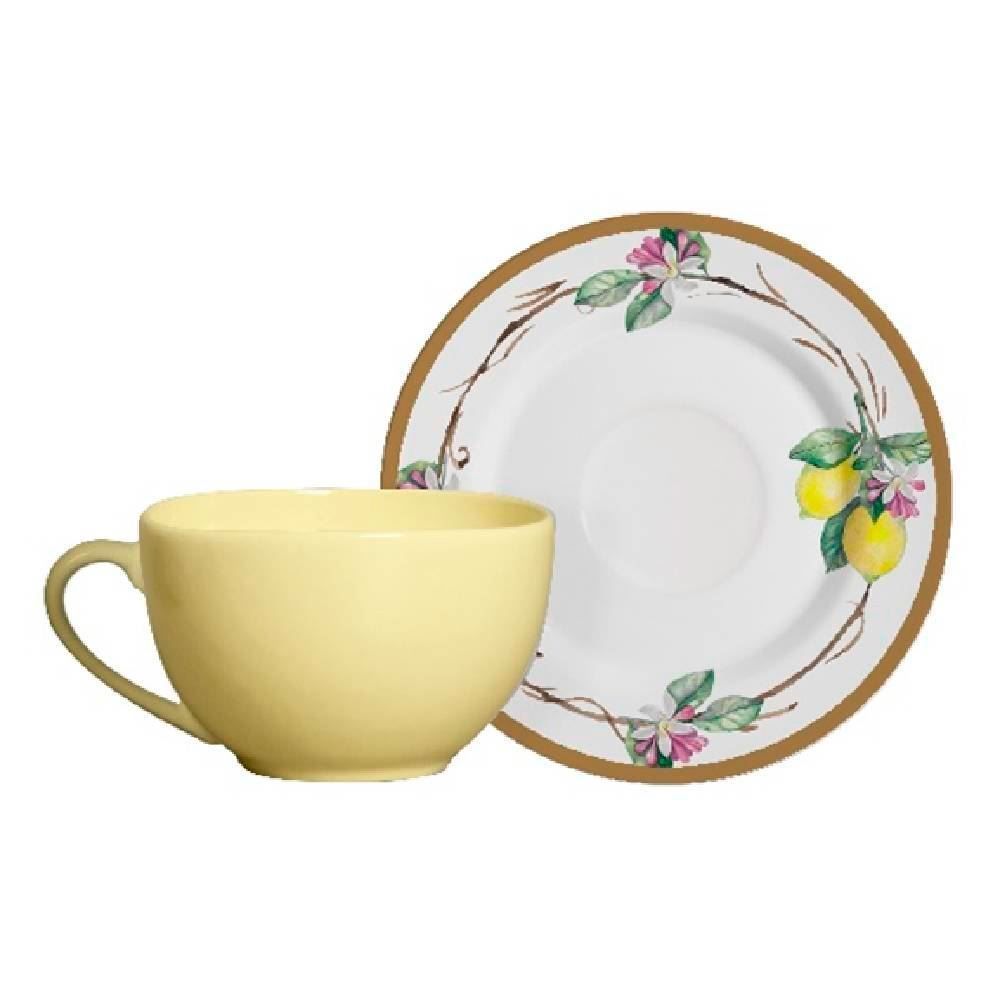 Xicara De Chá Com Pires Alleanza 200Ml - Siciliano e Amarelo