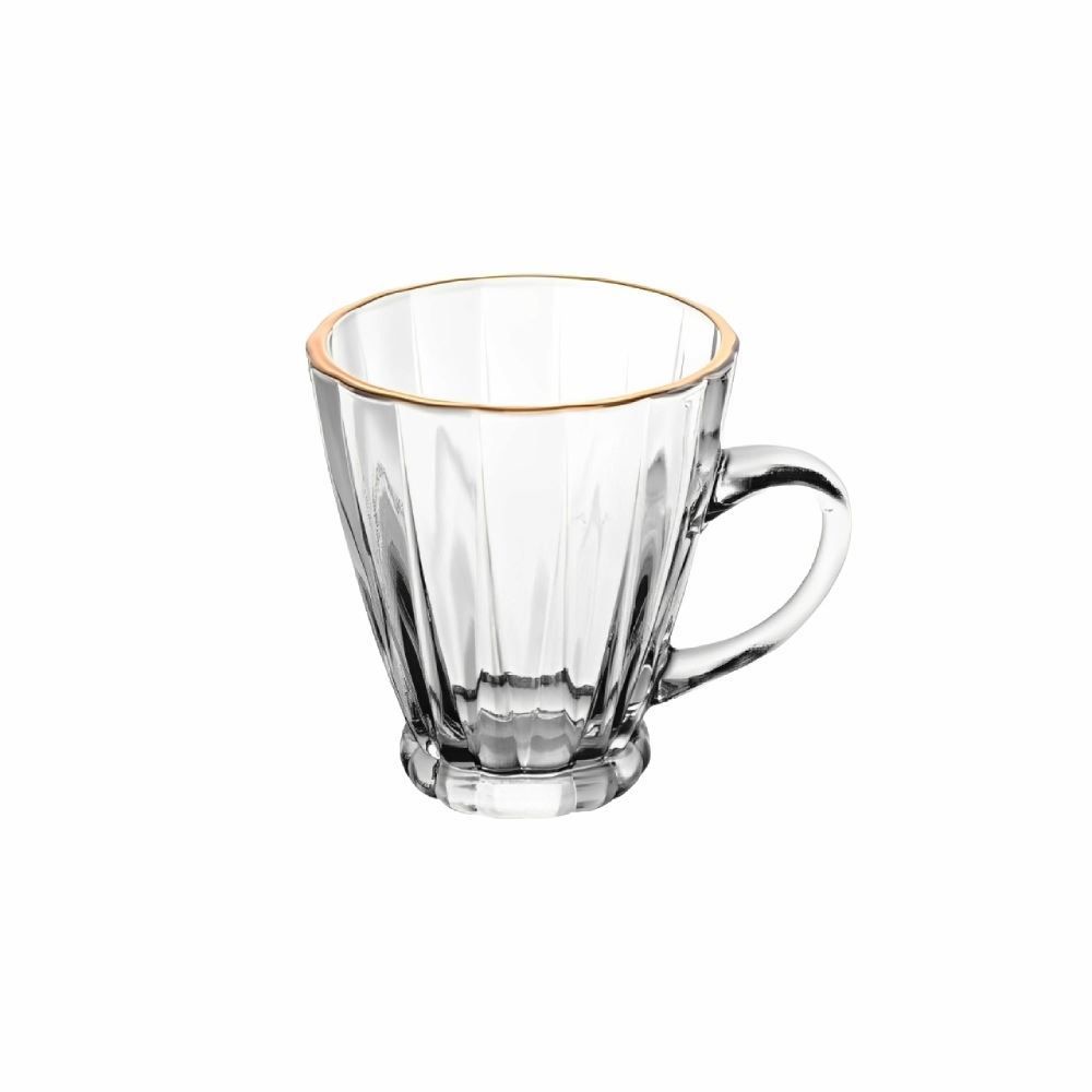 Xícara De Café Radial Com Filete Dourado 160 Ml - Transparente